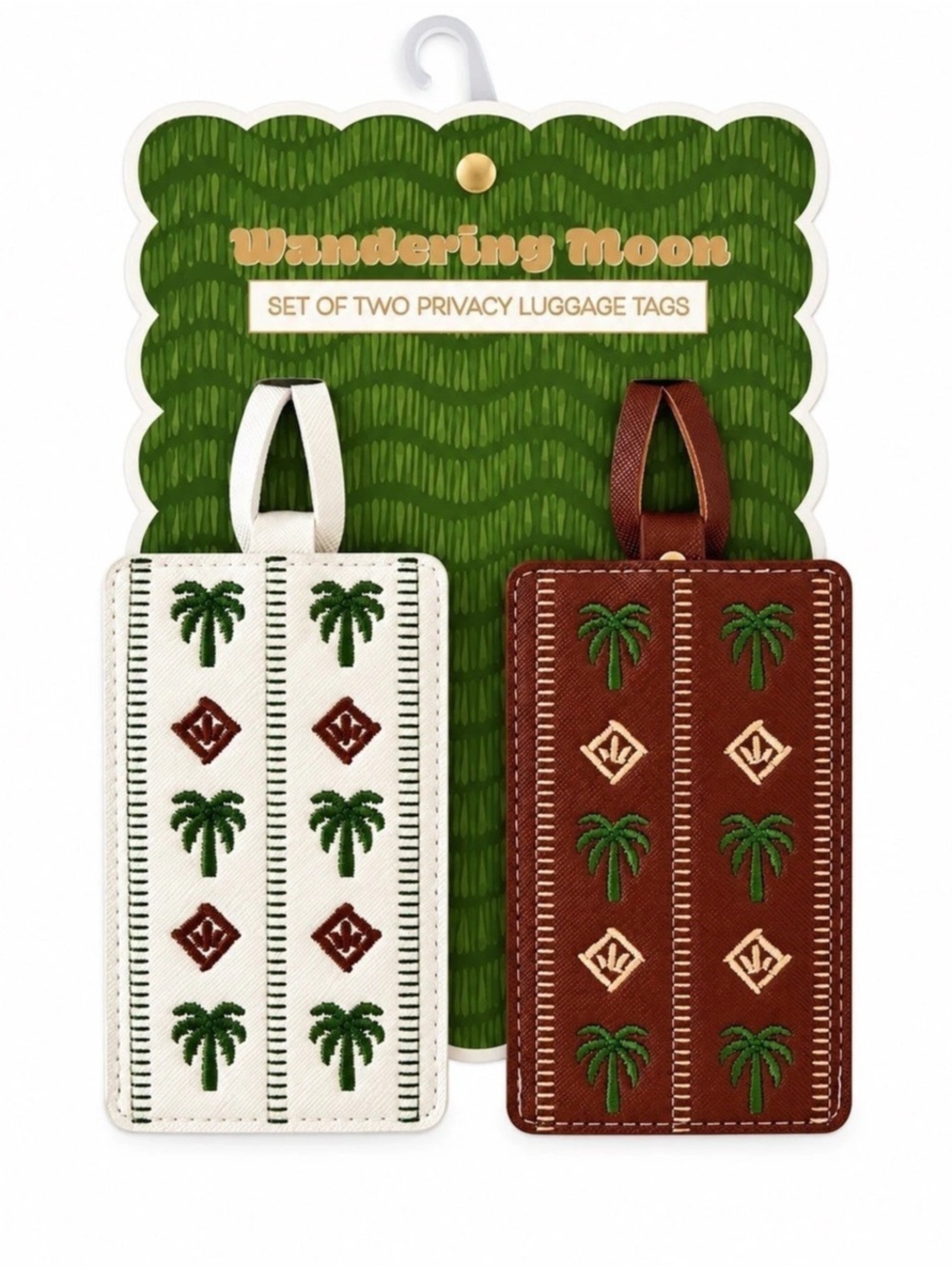 Palm Tree Privacy Luggage Tags Set of 2 Tropical Preppy Travel Bag Tags